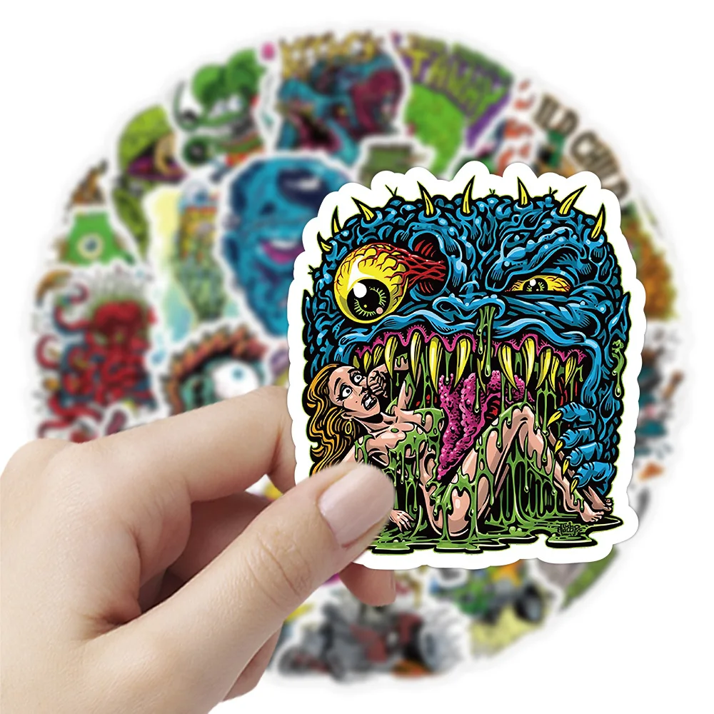 10/30/50pcs Cool Horror Monster Graffiti Stickers PVC Waterproof DIY Motorcycle Phone Laptop Skateboard Bike Cartoon Decal Toys