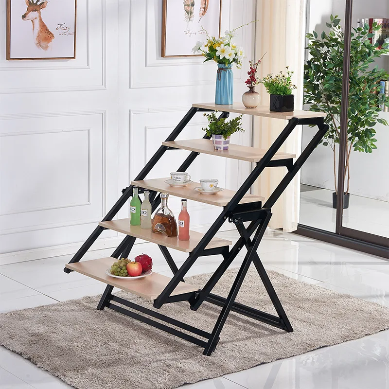 Multifunctional folding table, home balcony shelf Douyin same Internet celebrity deformation dining table multi-layer bookshelf