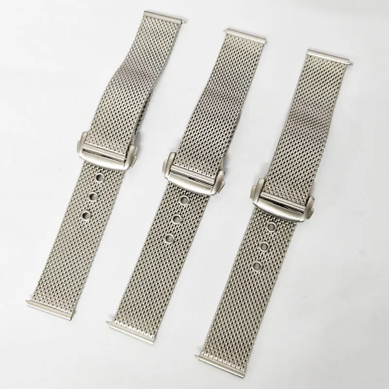 Straps For Omega Seamaster 20mm Silver Mesh Bracelet Flat Interface Stainless Steel Watch Strap Breathable Lightweight Design
