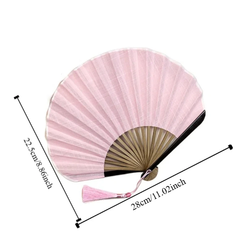 Crafts Retro Mini Shell Fan Cotton Linen Cloth Solid Color Folding Hand Fan Gentle Chinese Style Handheld Fan Home Decoration