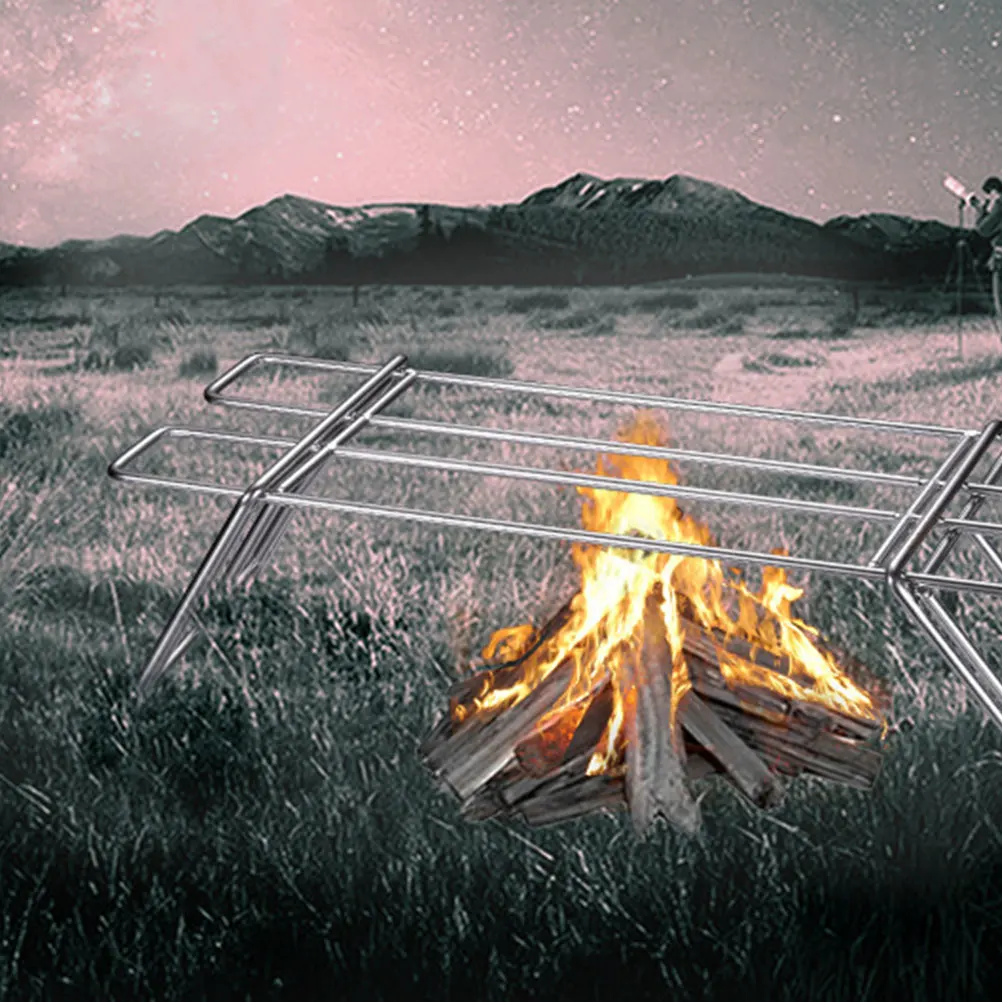 

Stainless Steel BBQ Mesh Grills 1PC Campfire Grilling Barbeque Wire Net Outdoor Camping Rack Heavy Duty Geometric Support