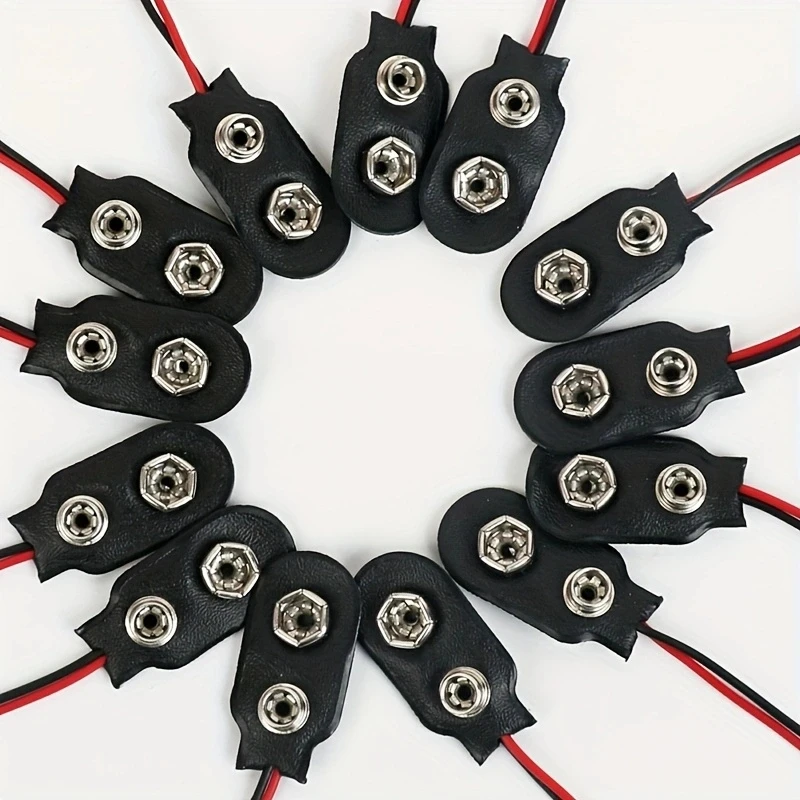 10Pcs 9V Battery Clips 15cm Cable Connection Buckle Battery Clip Connector Hard Shell Type