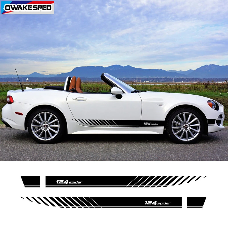 

4pcs Car Stickers For-Fiat 124 Spider Auto Door Side Skirt Decor Decals Sport Racing Stripes Tuning Accessories DIY Vinyl Film