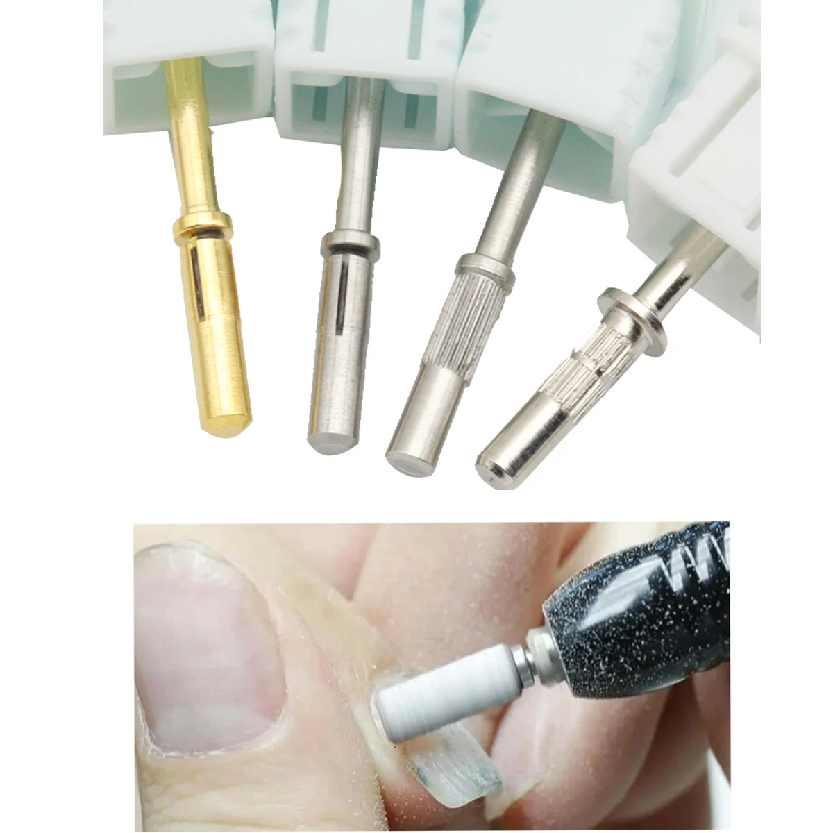 4 Models 3mm Mandrel Bit For Nails Stainless Steel Sanding Bands For Manicure Sandpaper Ring Holder 3/32 Nail Drill Accessories