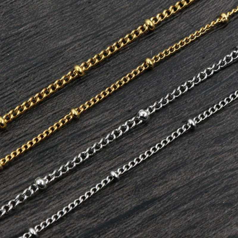 5 Meters Never Fade Stainless Steel Gold Plated Ball Necklace Chains For DIY Jewelry Findings Making Handmade Supplies