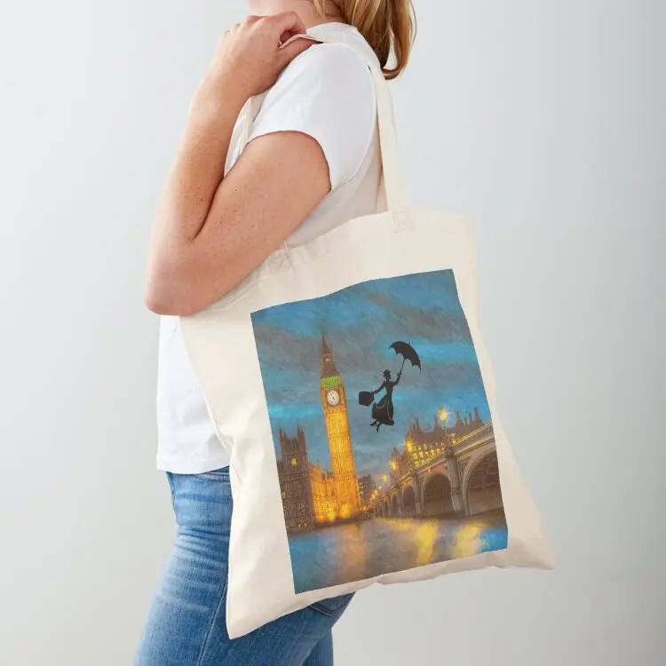 

Magical Nanny Over London Tote Bag Lady bags tote bags aesthetic Handbags women Canvas