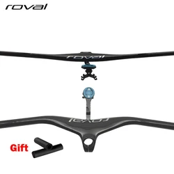 ROVAI-Carbon Integrated Handlebar for Mountain Bike, MTB Handlebars and Stem, Bicycle Parts, 28.6mm-17Degree, 660 ~ 800mm,