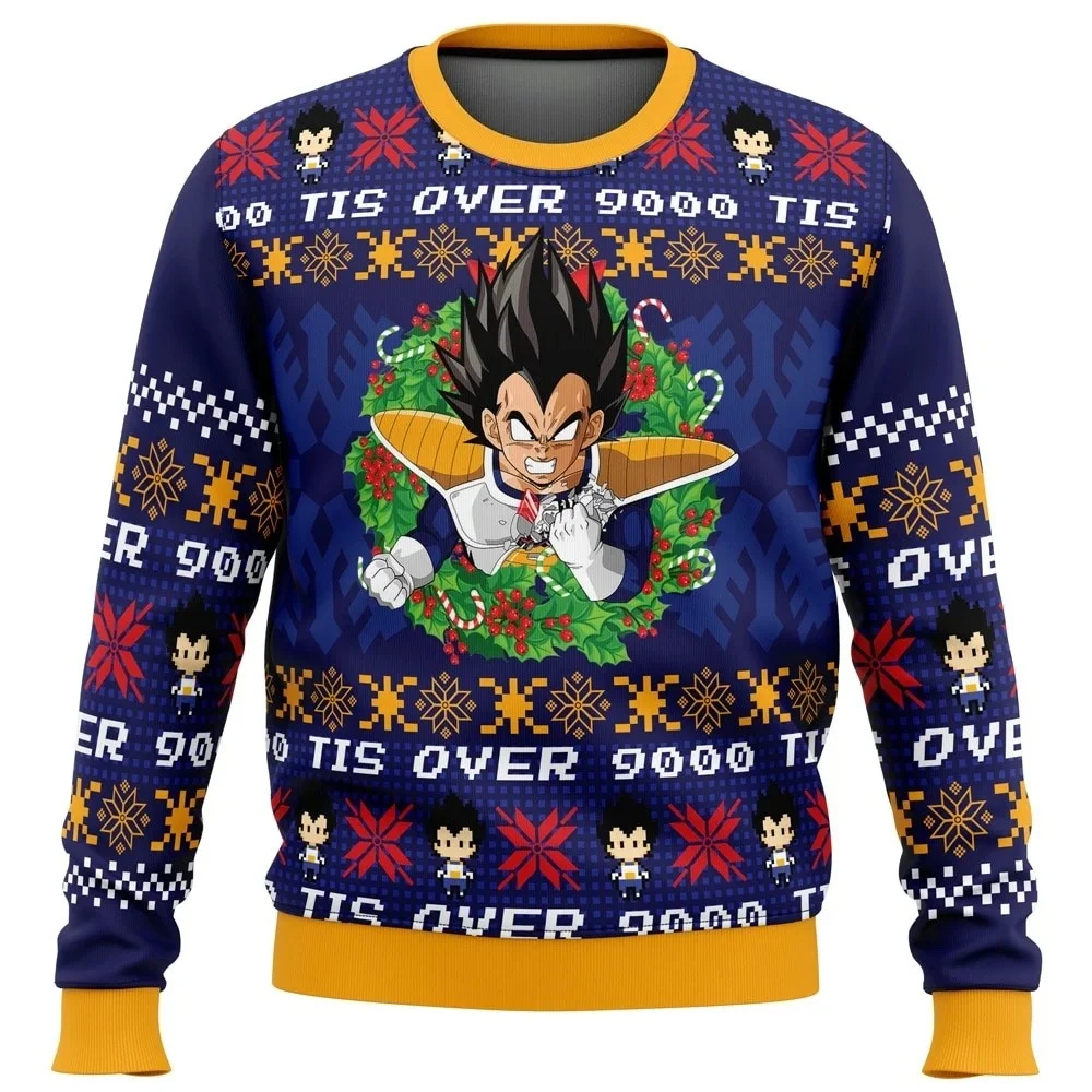 Anime Dragon Ball Charakterbild, 3D-Weihnachtsstil, hässlicher Pullover, Herren-, Kinder- und Erwachsenen-Sweatshirt mit Rundhalsausschnitt, passende Familienkleidung. – Detail 3