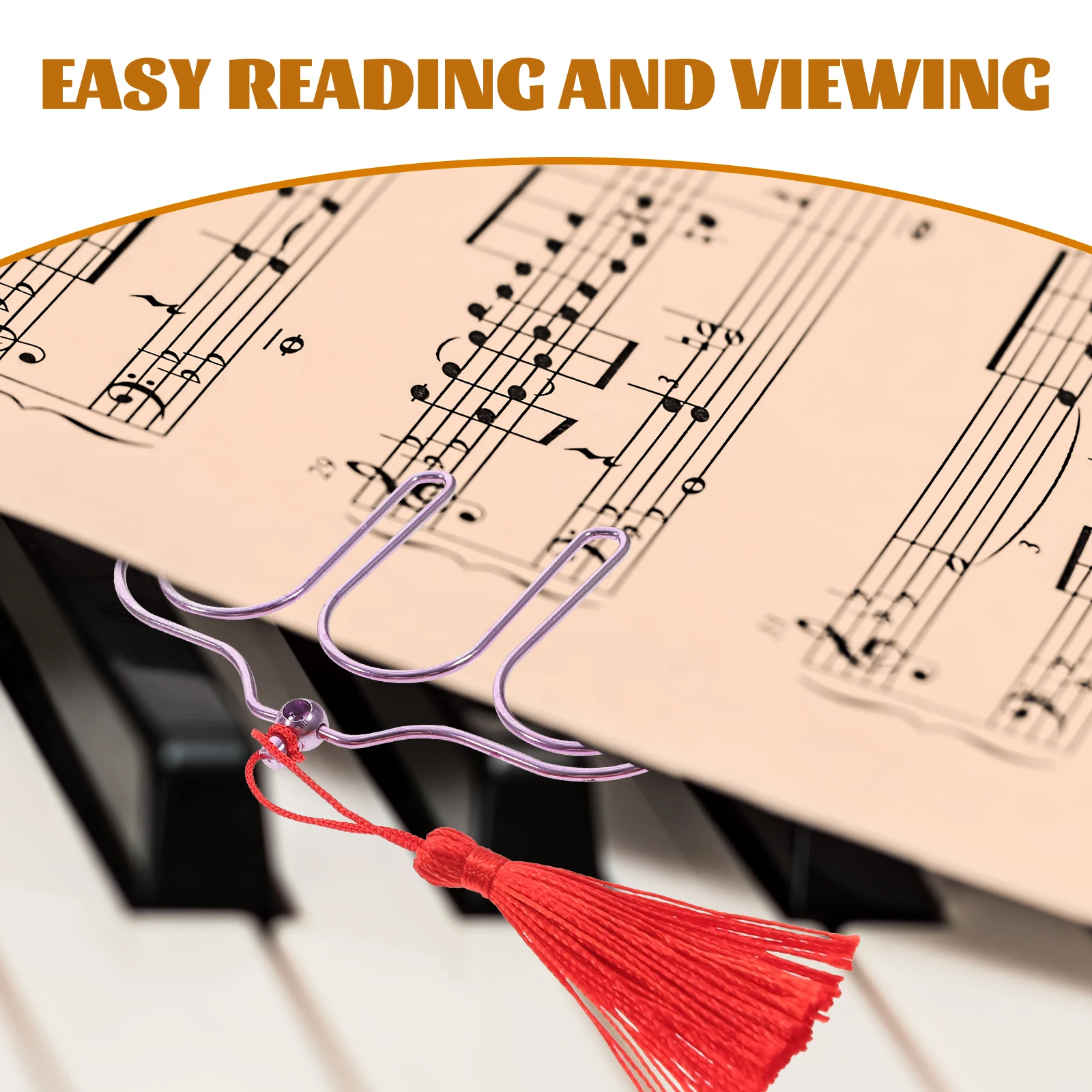 

2Pcs Music Sheet Clip Metal Durable Music Page Holder Clamp Practical Score Holder for Musicians Score Clip Instrument Supplies