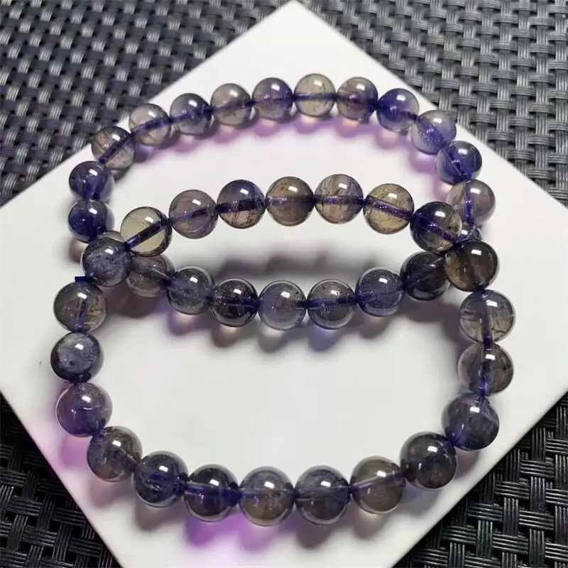 8.7 مللي متر سوار Iolite الطبيعي النساء الريكي شفاء ستراند أساور مجوهرات للإناث هدية 1 قطعة