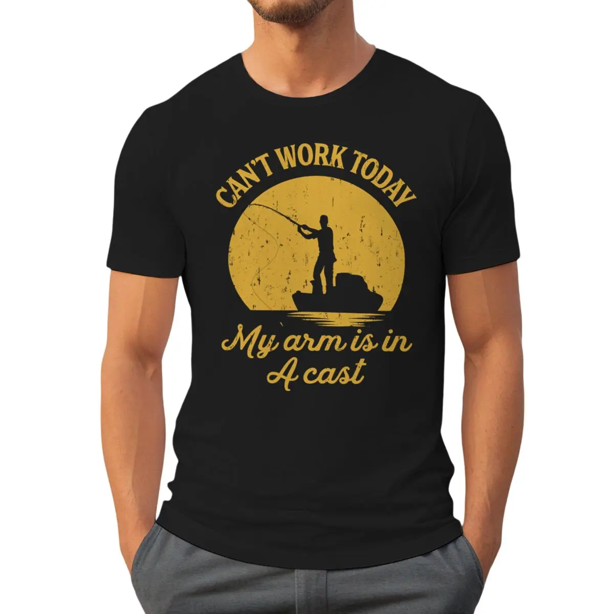 Can't Work Today My Arm Is in A Cast T Shirt Design Fashionable Men's Tshirts Short Sleeve Fisherman Streetwear Fishing Tees