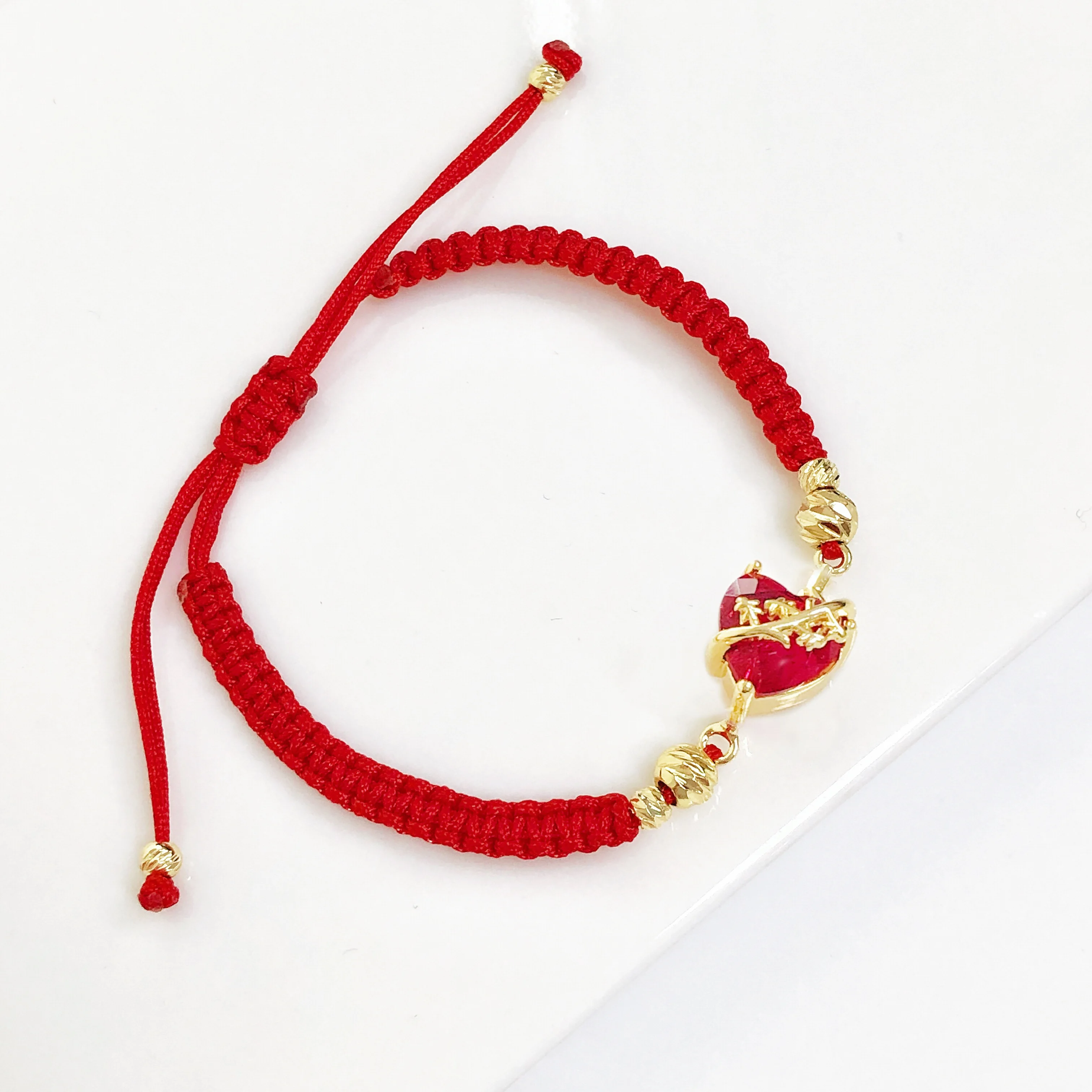 Braided Sacred Heart Shaped Crystal Cross Bracelet