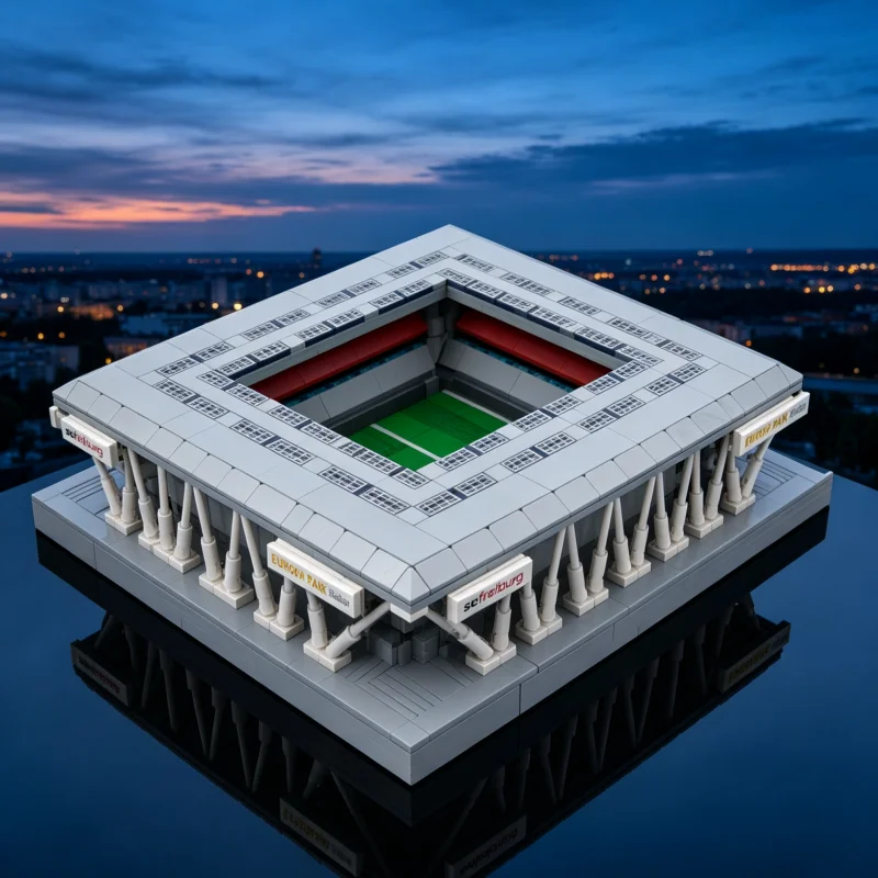 European Football Stadium MOC Building Blocks Sports Arena Collector Model DIY Construction Bricks Collectible Display Model
