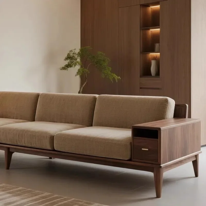 Minimalist New Chinese Style Solid Wood Living Room Sofas Double Relax Luxury Aesthetics Sofa Living Room High-end Furniture