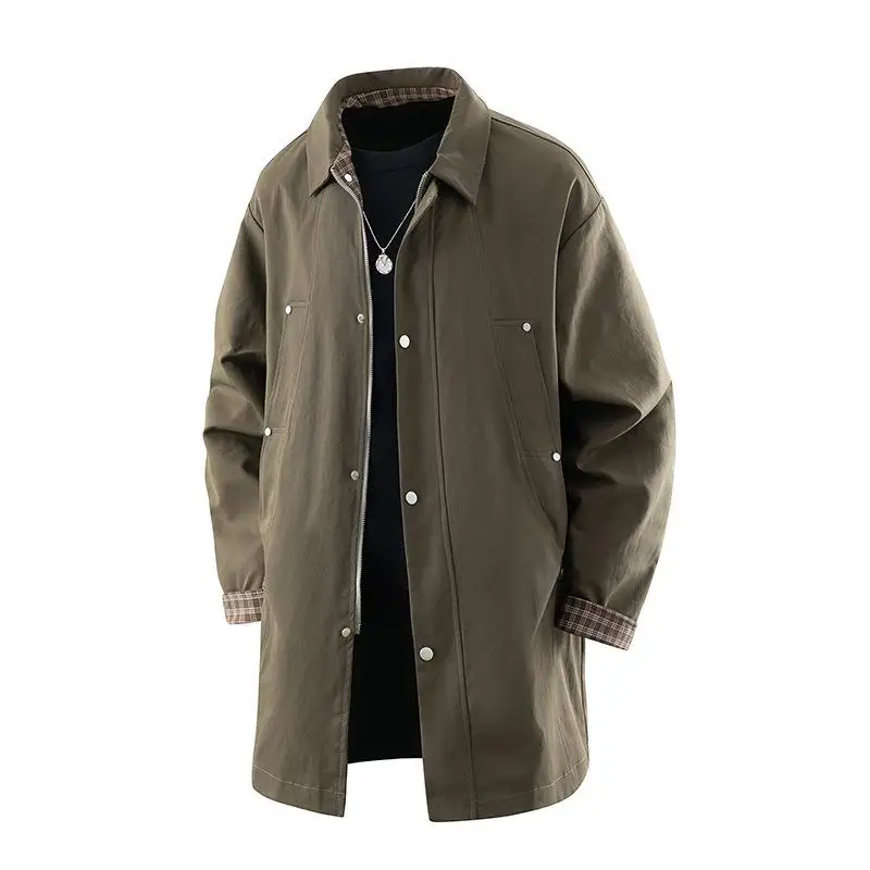 

Casual Men's Overcoat Jacket German Style Loose Fit Mid-Length Coat Polyester Fiber 100% Cleanfit Daily Wear Thickened Pure C...