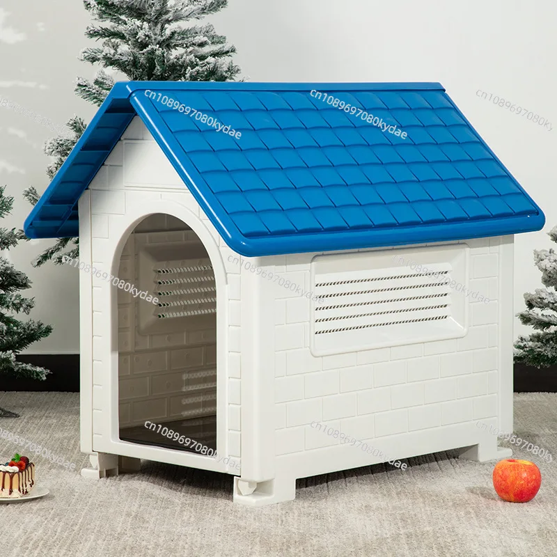 Plastic Weatherproof Dog Kennel Indoor Outdoor Removable Rain Cover Medium Large Pet Waterproof Windproof Shelter