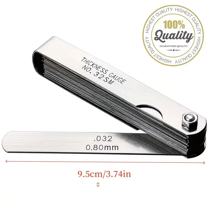 32 Piece Feeler Gauge Portable Durable Various Specifications Arc Stainless Steel Feeler Gauge Gap Gauge Rangefinder
