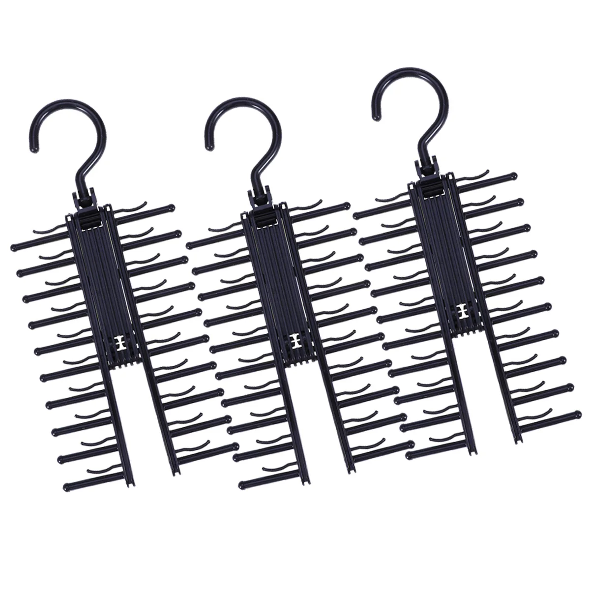 

3 Pcs Tie Rack Hanger for Closet Belt Necktie Organizer Black Storage Scarf Men