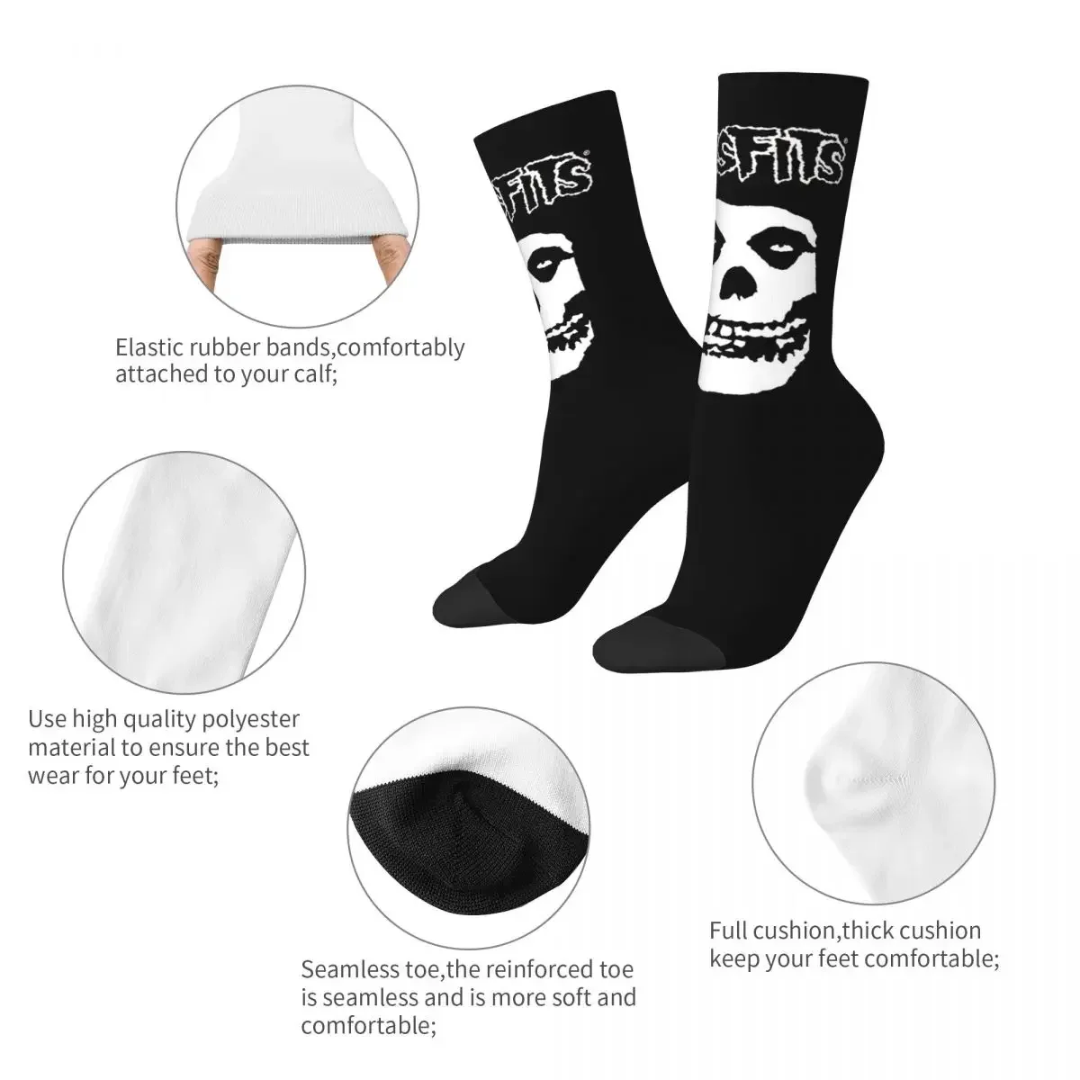 Cool Misfits Skull Football Socks Long Socks for Women Men Breathable Basketball Socks