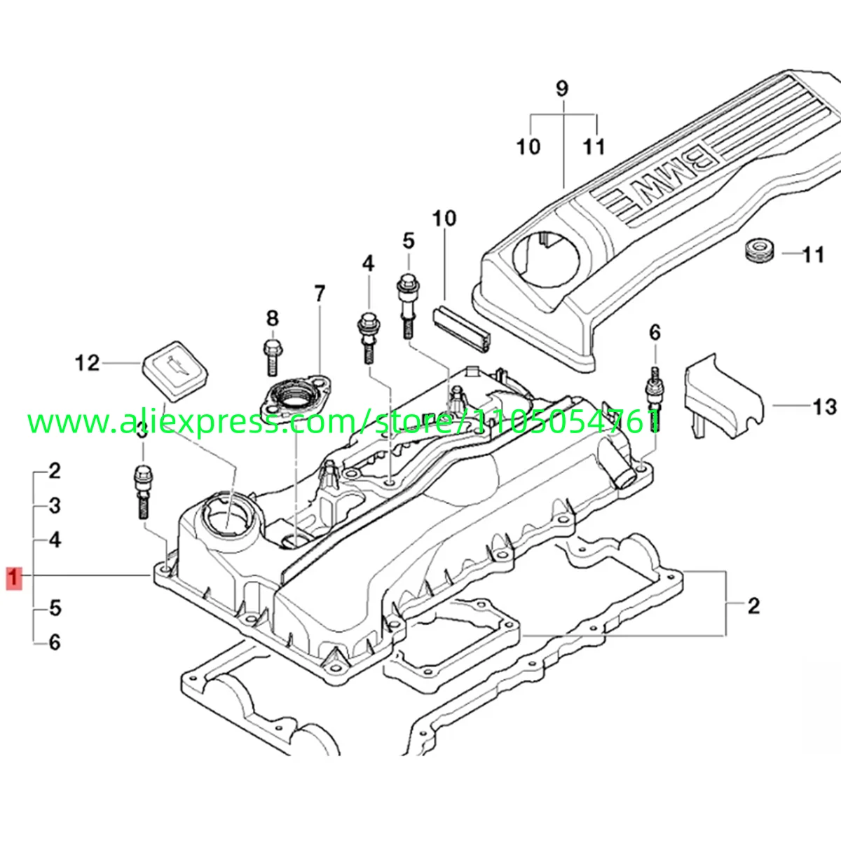 

Upgraded aluminum valve cover 11127568581, suitable for B-M-W E87, E90, E91, N46