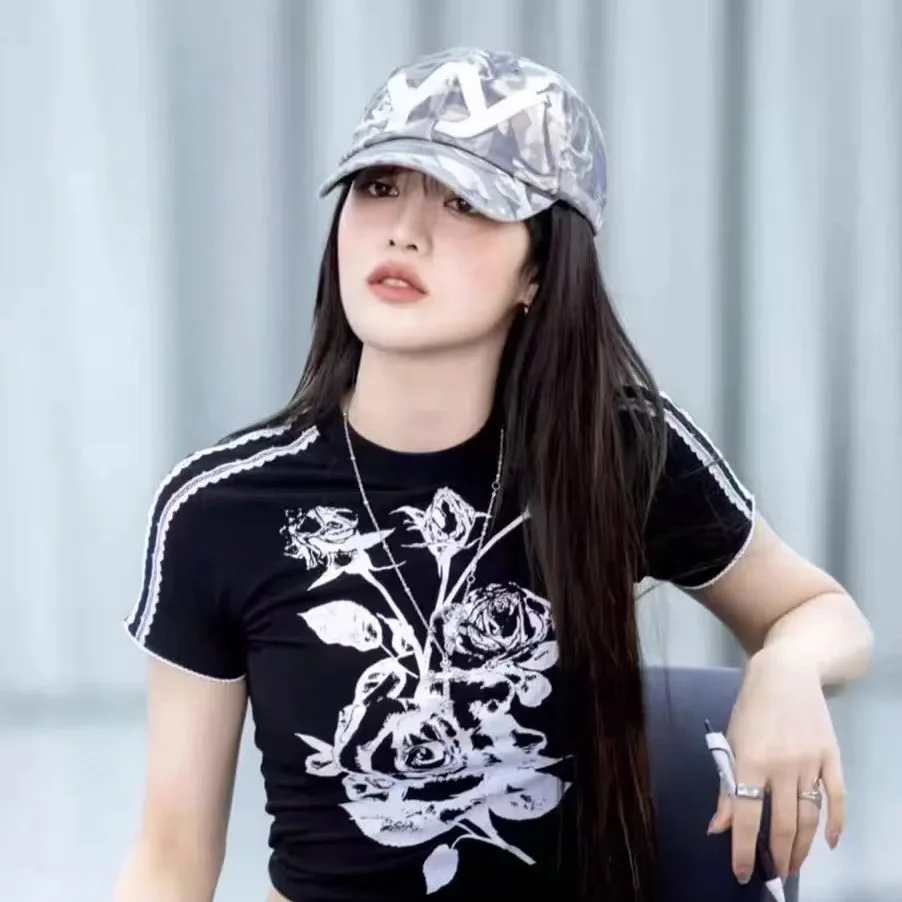 Yang beyond Washed out Baseball Cap Embroidered Letter Unisex Wide Brim Hat Casual Style Sun Protection round Top Capsule Col...