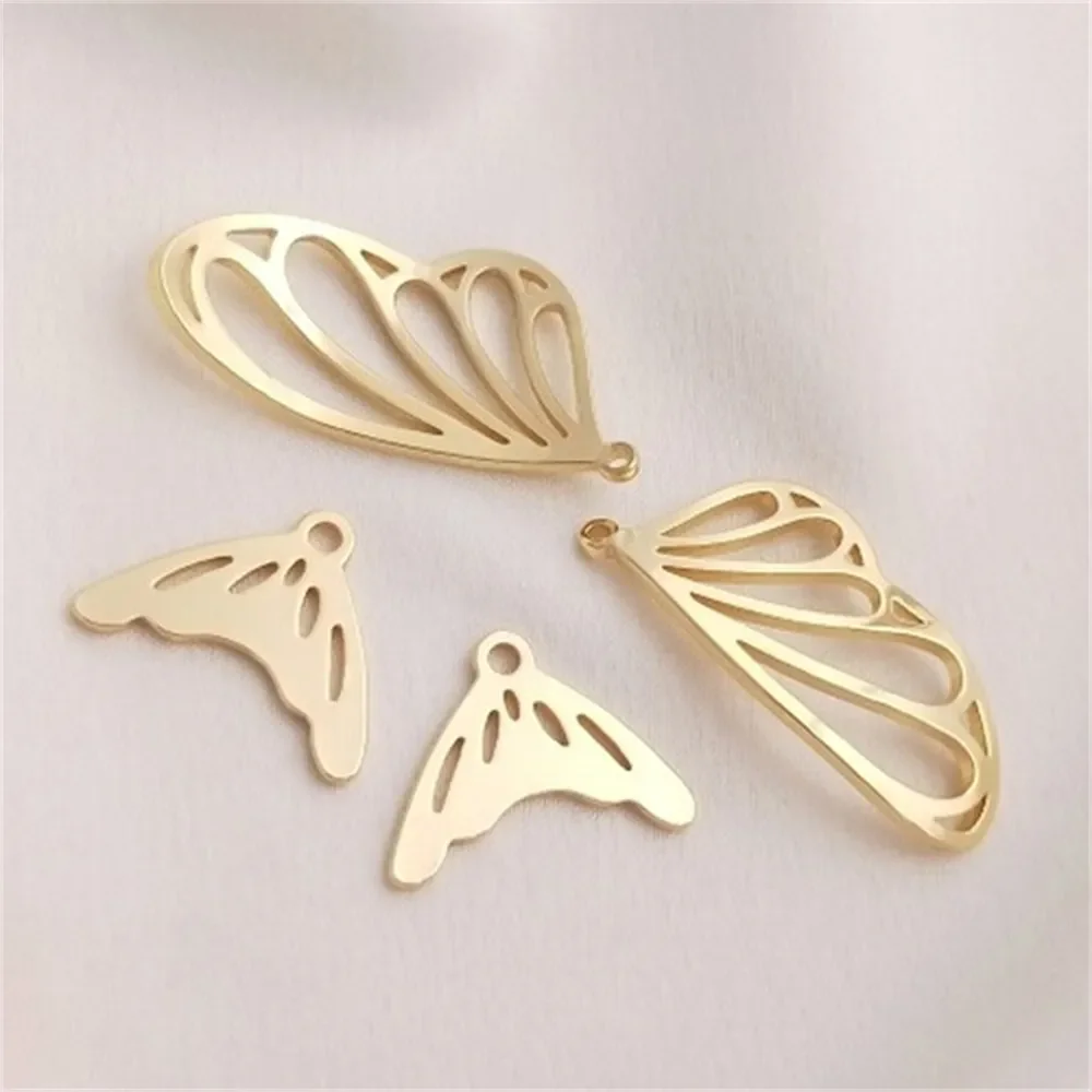 14K Gold-plated Butterfly Wing Earrings Pendant, Fish Tail Pendant, Handmade DIY Earrings, Headgear Accessories, Charm Pendant