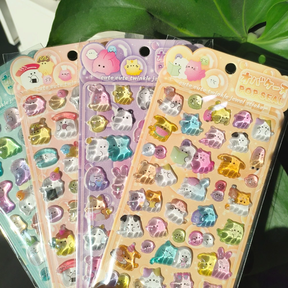 3D Crystal Ghost Family Relief Stickers - Leuke, leuke stickers, perfect voor meisjes telefoonhoesje DIY decor & Kawaii geschenken