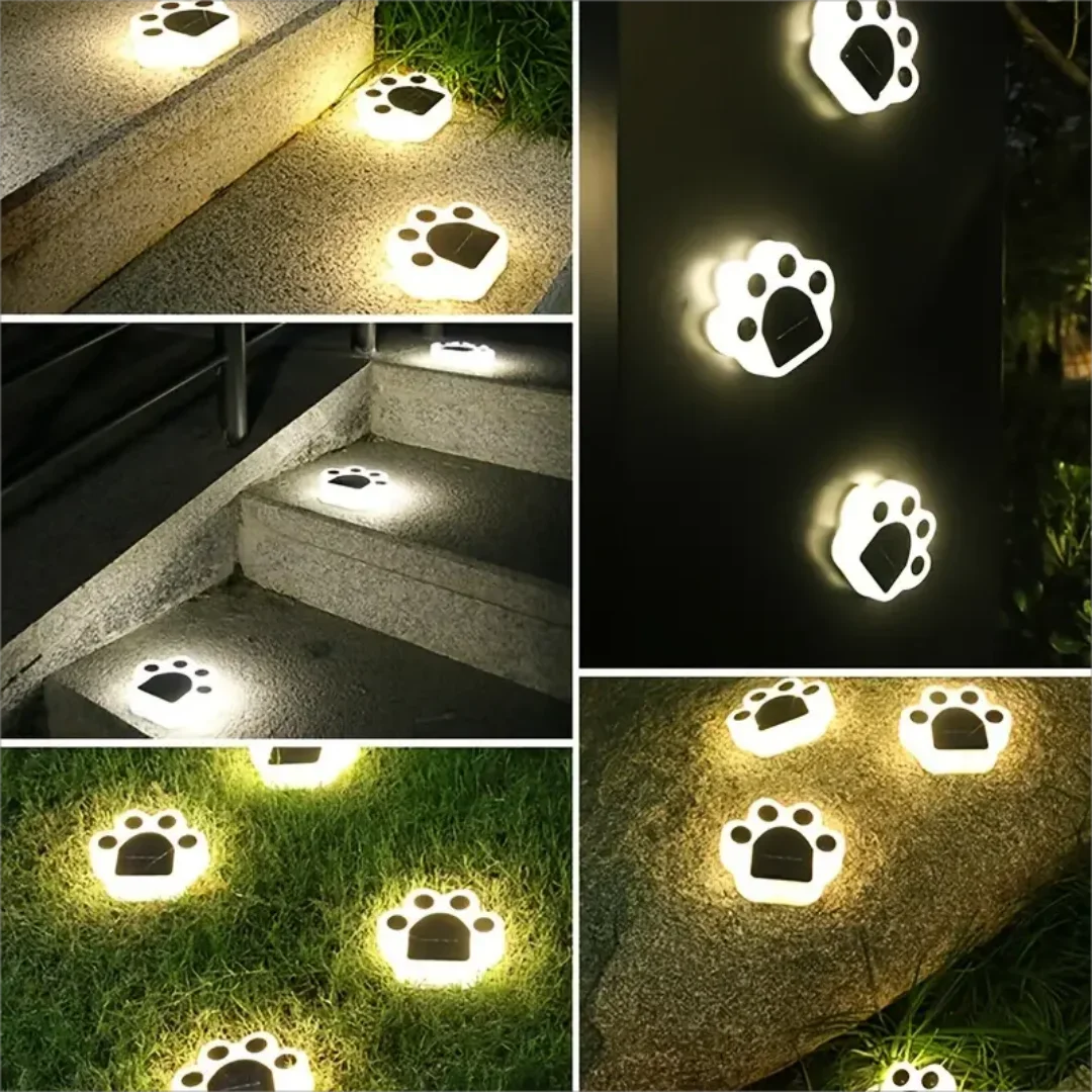 4szt Solar Paw Print Lights, Solar Garden Light, Waterproof Cat Dog Animal Path Paw Lamp, Led Path Lights, For Patio Garden Path