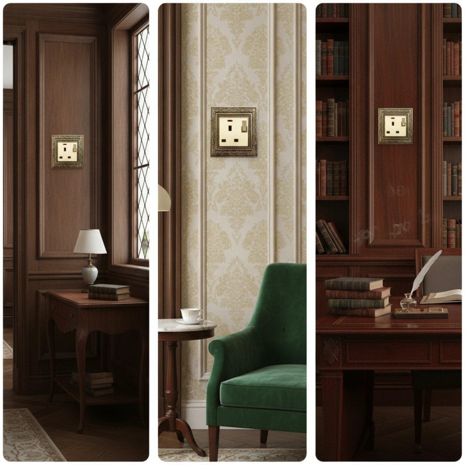 13A Wall Outlet Decorative Single-Gang Wall Plate Single Outlet Receptacle Cover Embossed Hardware Corrosion-Resistant