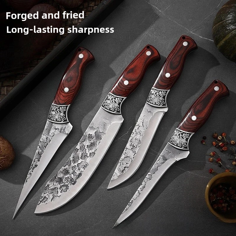 

Hand Forged Blade Butcher Boning Knife Meat Cleaver Chopping Vegetables Chef Wood Handle Kitchen Knives Knife Slicing Fish Meat