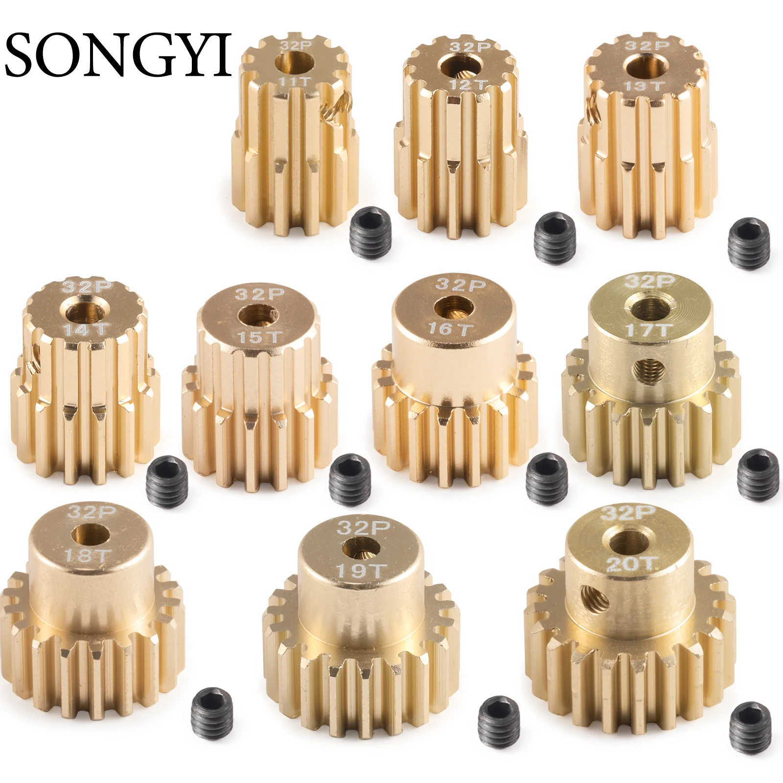 

32P 11T-20T 3.175mm Aperture Motor Pinion Gear 7075 Aluminum Alloy CNC Rolling for 1/10 RC Model Car Boat Airplane Parts