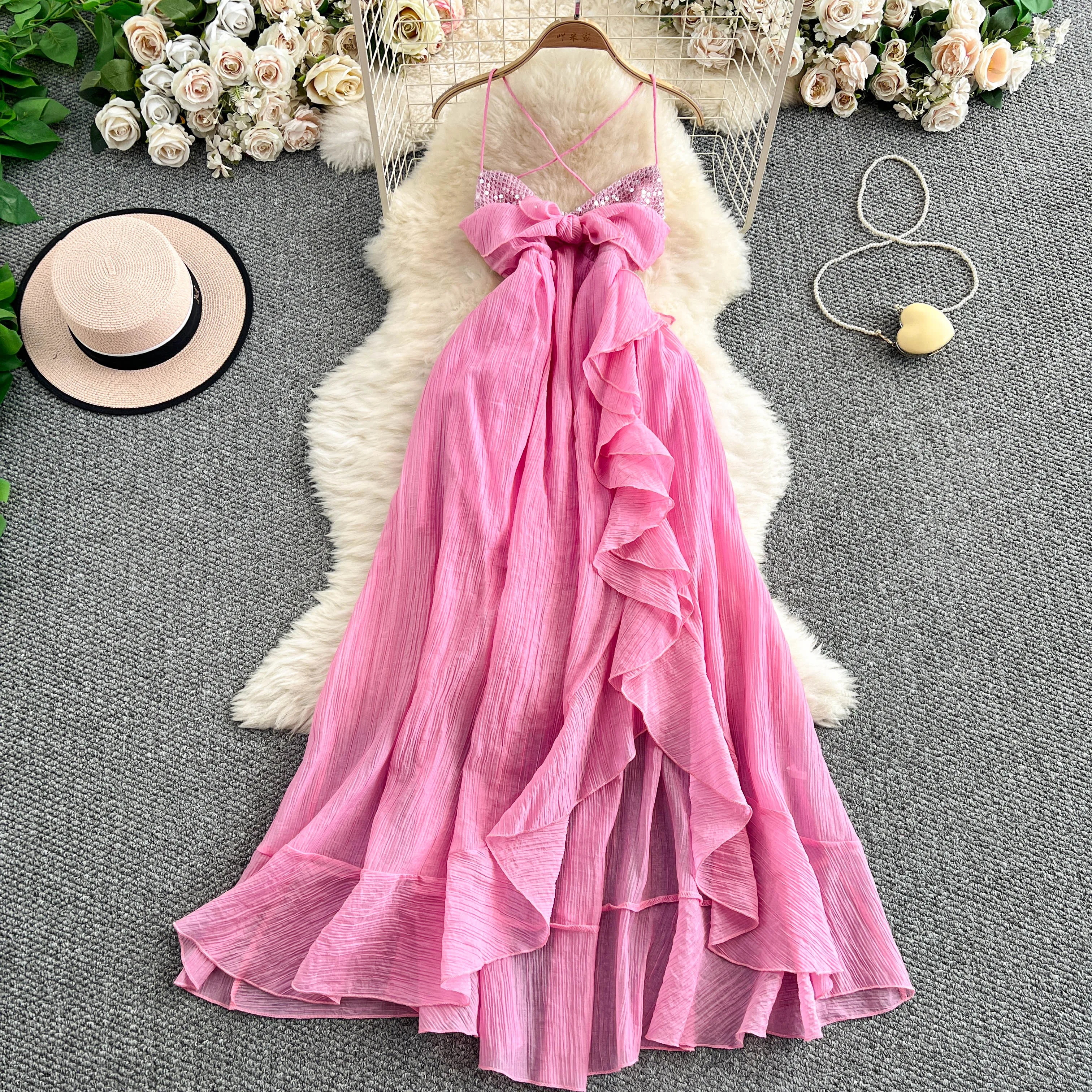 Sexy butterfly ruffle asymmetrical Fashion Birthday Party Evening Women Goth Slim fairycore Summer
