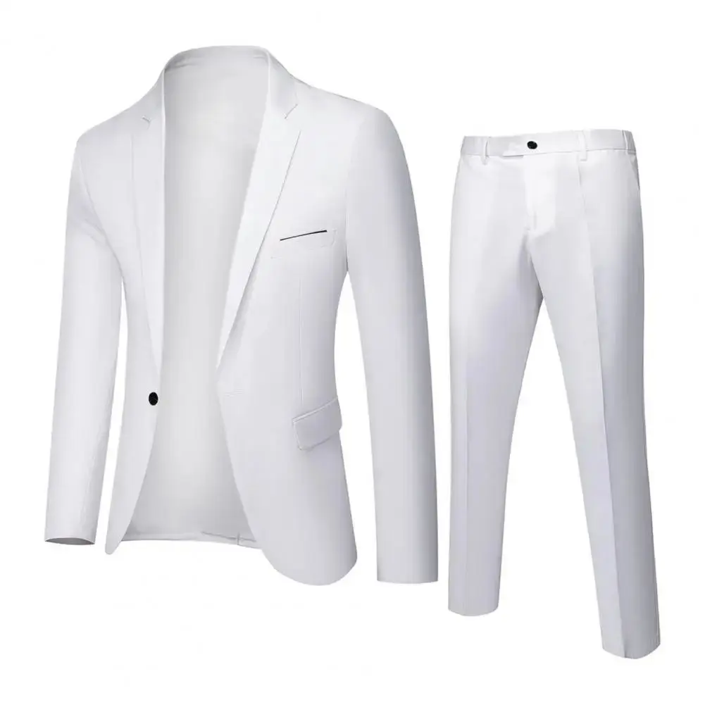 

Korean Style Formal Suit 2 Pieces Pants Thick Wide Special Business Dress Code for Men Double Slit Evening Wear
