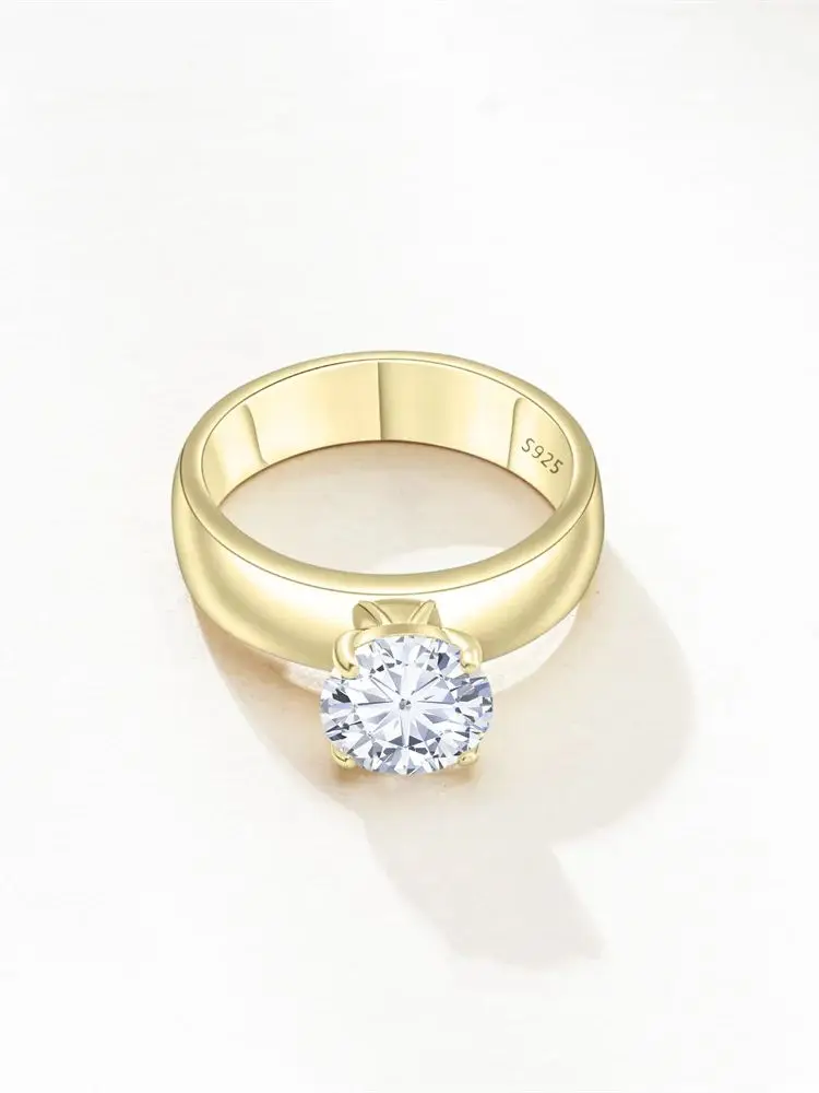 2,0 Karat 8 mm Moissanit-Ring für Damen, 925er Sterlingsilber, edler Schmuck, funkelndes weibliches Dating-Geschenk, verstellbare Größe 5–9