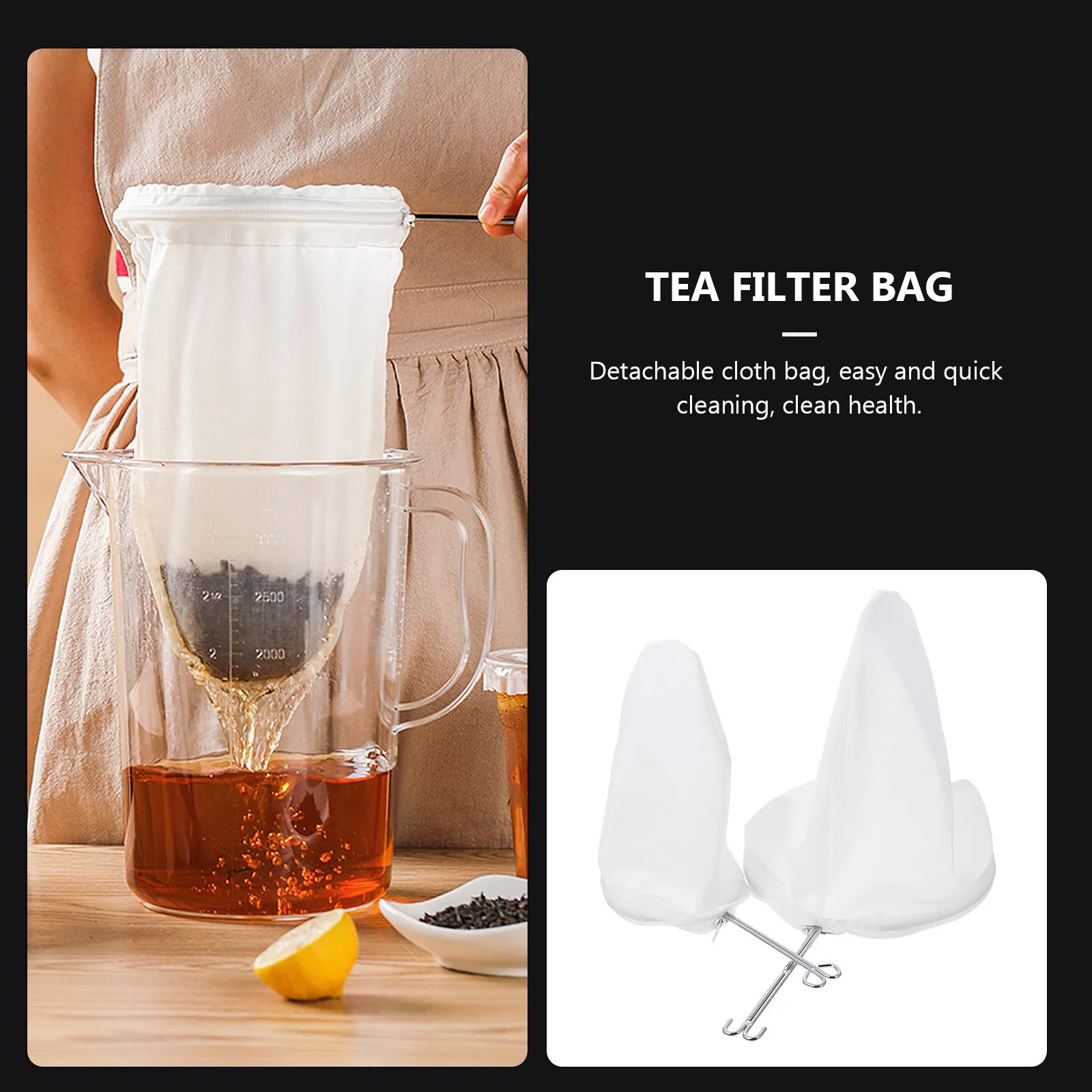 

2Pcs Professional Coffee Tea Strainer Bag with Steel Ring Fine Mesh Filter for Smooth Mellow Flavor Easy Dishwasher