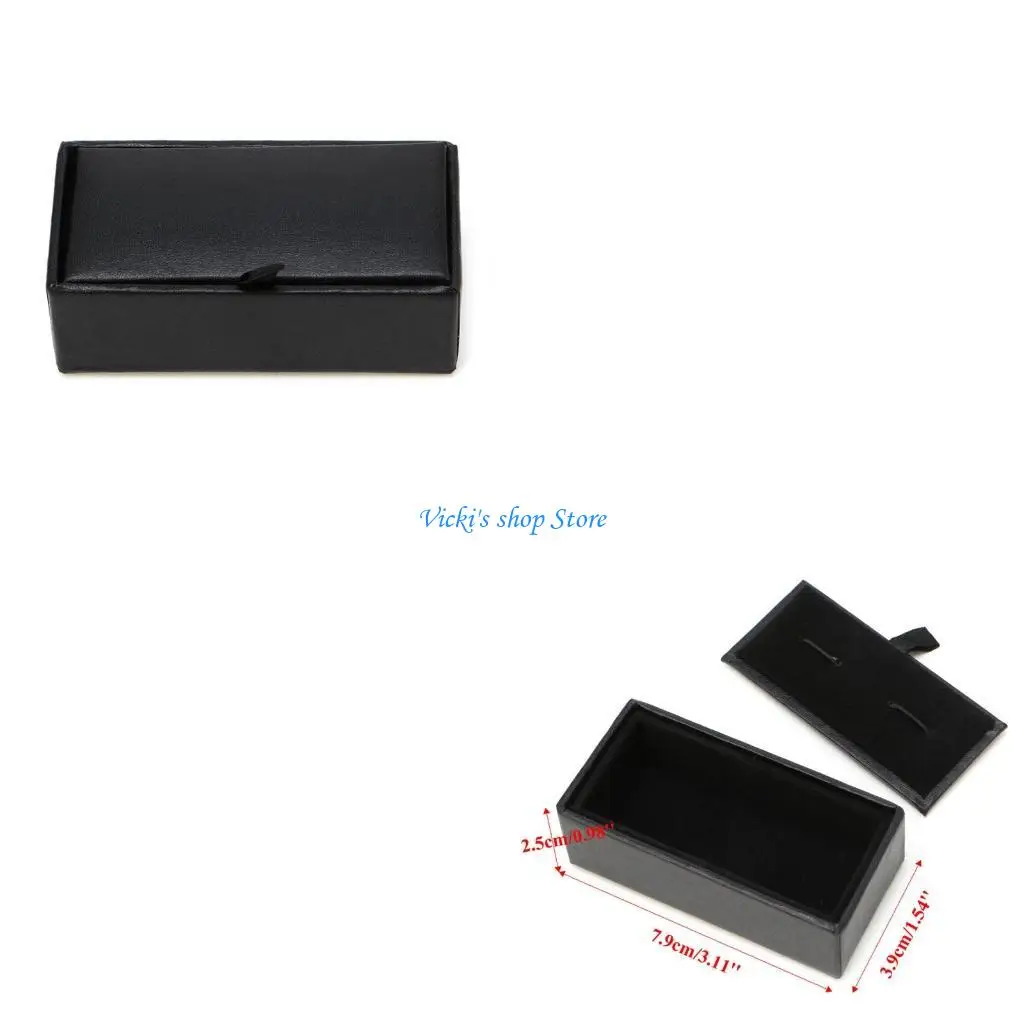 

Роскошные ювелирные изделия для футляра Карманные кожаные запонки для футляра Черная искусственная кожа