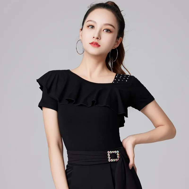 1 teile/los frau mode rüschen latin dance top dame modal solide kurzarm sommer tanzen top