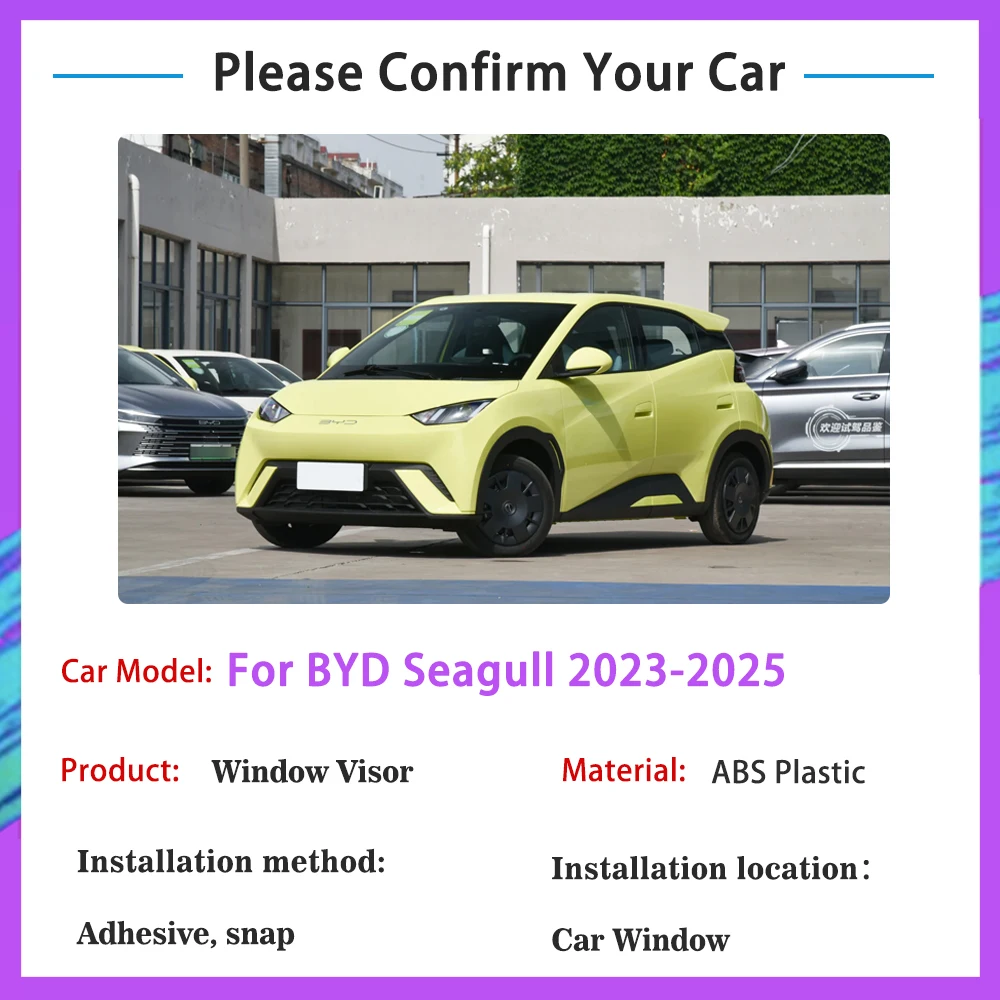 Car Window Visors For BYD Seagull Dolphin Mini 2023 2024 2025 Rain Proof Window Deflector Windshields Guards Awnings Accessories