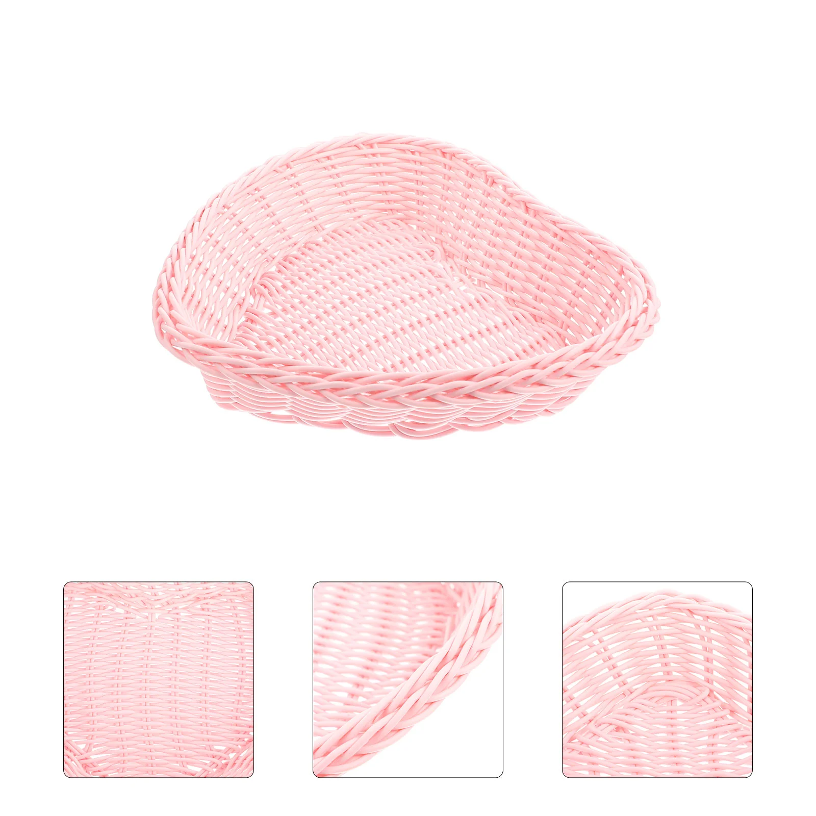 

Love Storage Basket Lid Portable Food Serving Desktop Snacks Display Imitation Rattan Dried Fruit Holder Pp Dry Office