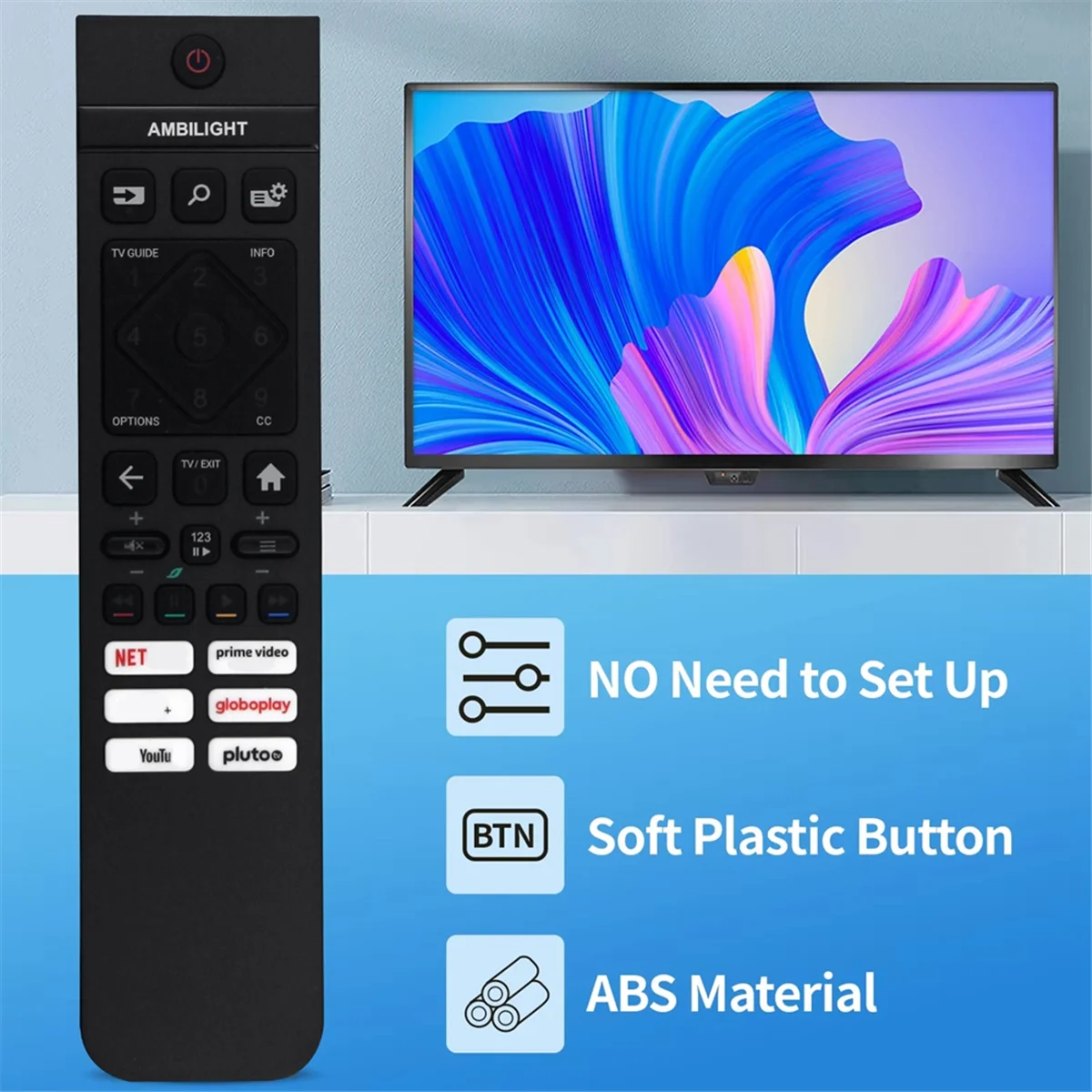 CCDD استبدال SRC-3216-12 جهاز التحكم عن بعد لتلفزيون فيليبس 398GR10BEPHNB000SY SRC-3216-12 جهاز التحكم عن بعد لا صوت