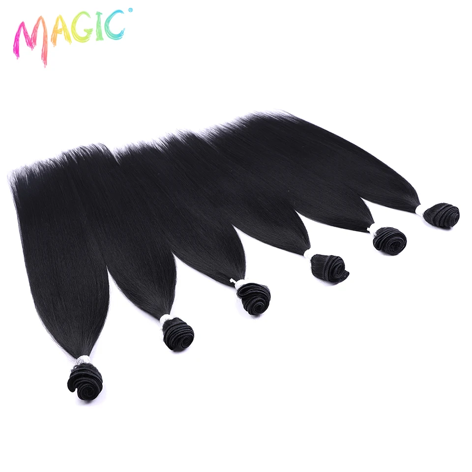 Magic Synthetic Hair Yaki Straight Ombre Blonde Fake Hair Bundles 22 24 26 Inches Super Long Hair Weave Hair Extensions Hair