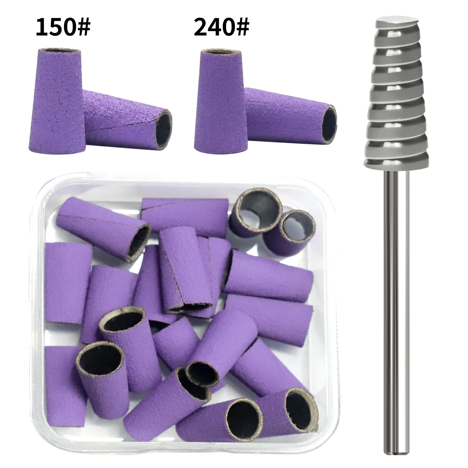 Nagelschleifbänder, neue konische Schleifkappen, 180/240 Körnung, Set zum Entfernen von Gel-Nagellack, Maniküre, Pediküre, professionelle Werkzeuge – Detail 2