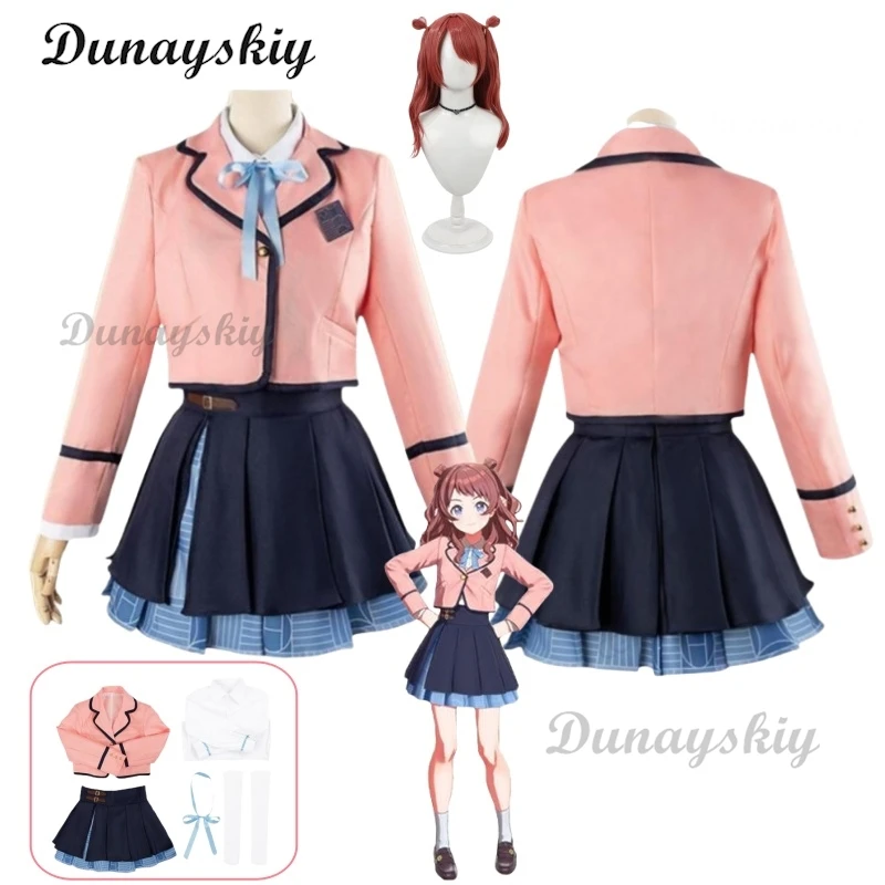 Anime Game Gakuen IDOLM@STER Hanami Saki Cosplay Costume Wig Japan South Korea JK Uniform Coat Skirt Woman Lovely Campus Suit