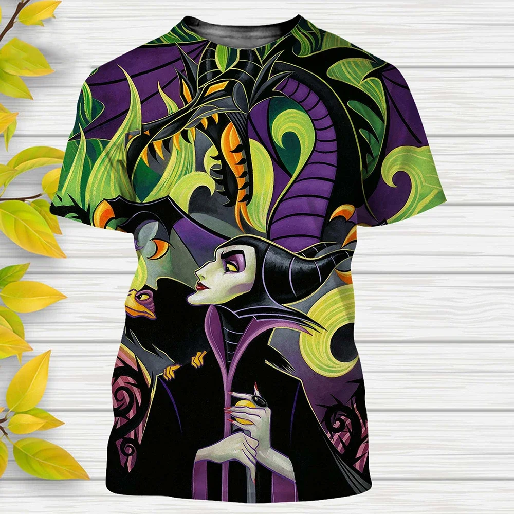 2024 New Cartoon Movie Maleficent 3D Print Tshirt Men Women Casual T Shirt Kids Street Tops