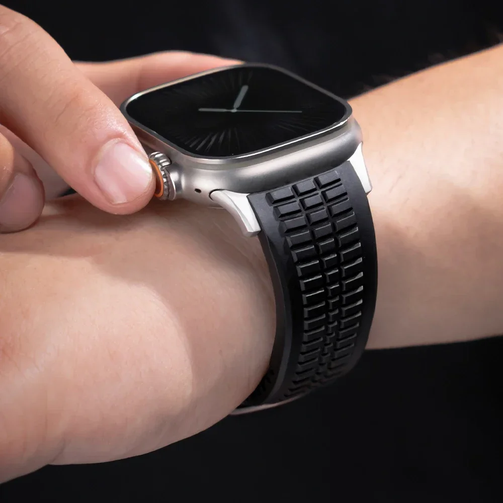 Cinturino sportivo da uomo in silicone per Apple Watch Ultra 2 serie 10 9 8 7 6 SE 5 4 cinturino a strisce di lusso per cinturino iWatch49mm 46mm 45mm 44mm