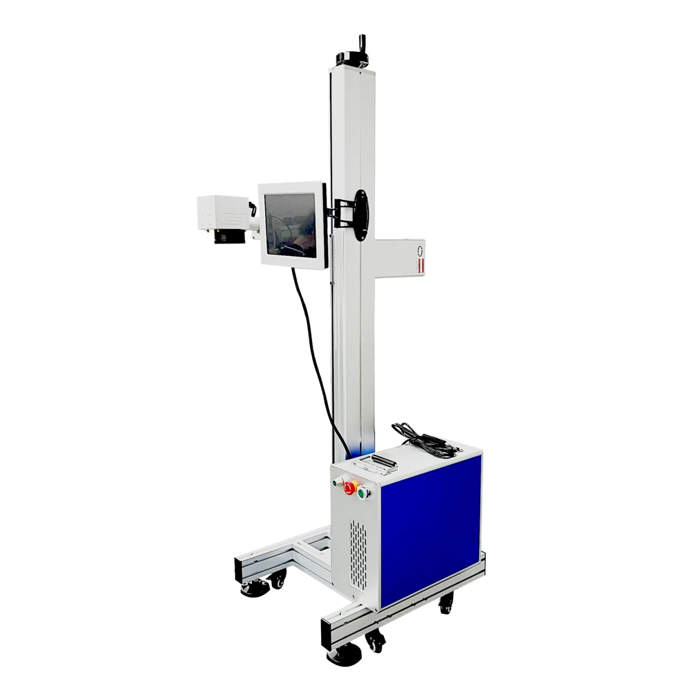 30W Automatic Flying Fiber Laser Marking Machine With Conveyor Belt For HDPE/PVC Pipe Engraving Supporting DXF/PLT/AI Formats