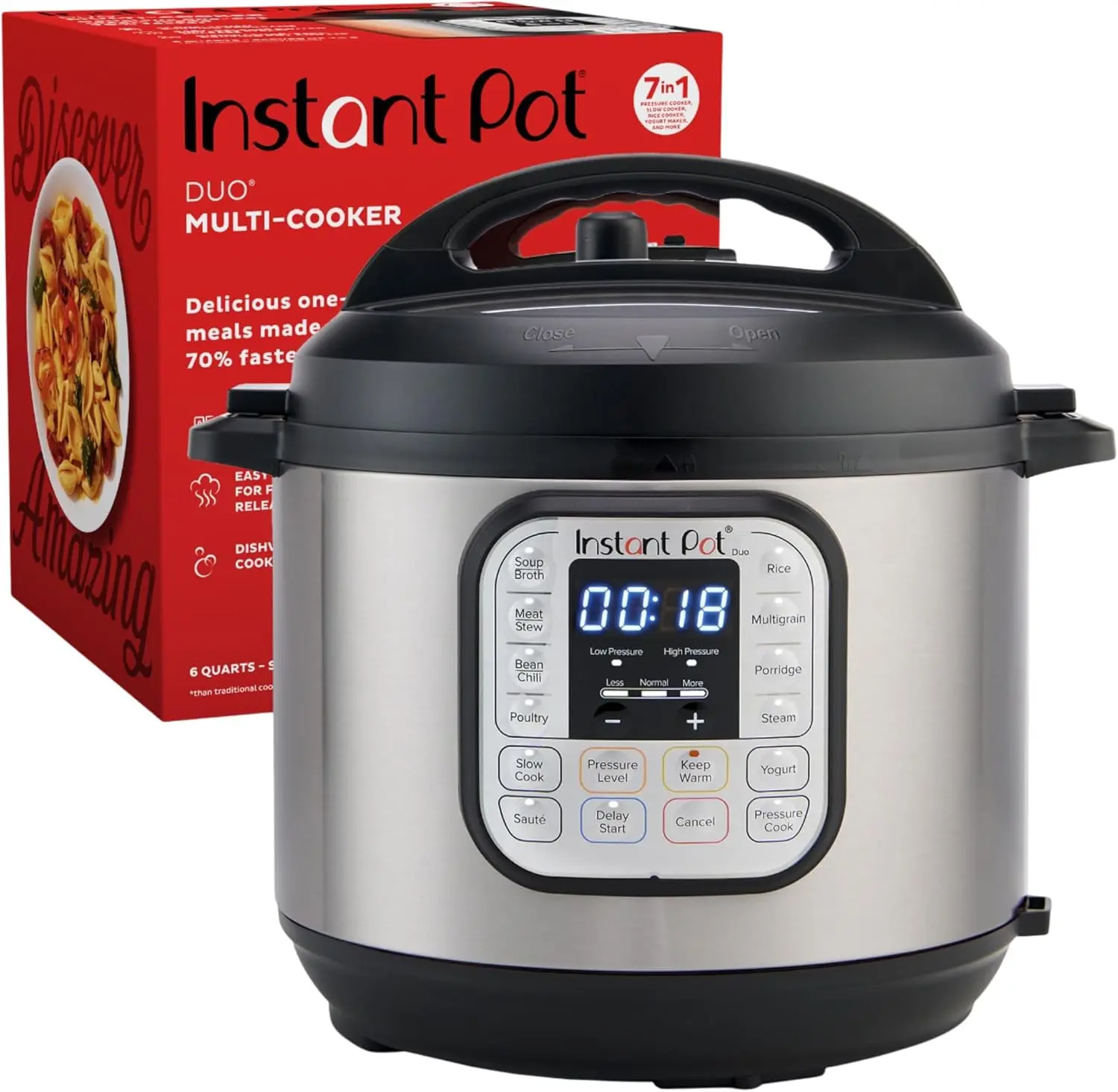 

Duo 7-in-1 Electric Pressure Cooker, Slow Cooker, Rice Cooker, Steamer, Sauté, Yogurt Maker, Warmer & Sterilizer,
