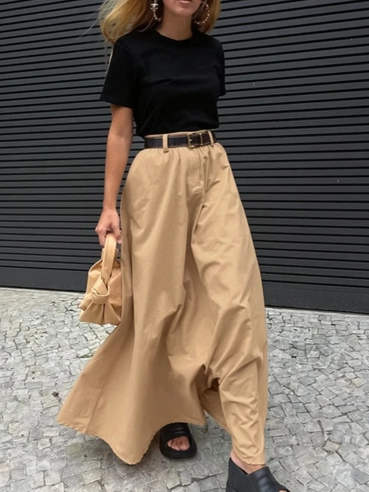 Jupes longues de couleur unie pour femmes Streetwear bureau dame Faldones Para Mujer élégant Jupe Longue Femme mode coréenne vêtements