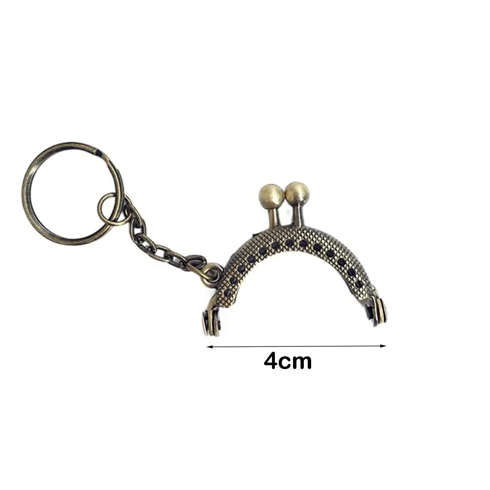 New 4cm Coin Purse Metal Frame Bag Change Purse Frame with Keychain Arch Frame Kiss Clasp Lock DIY Craft Wallet Accessories