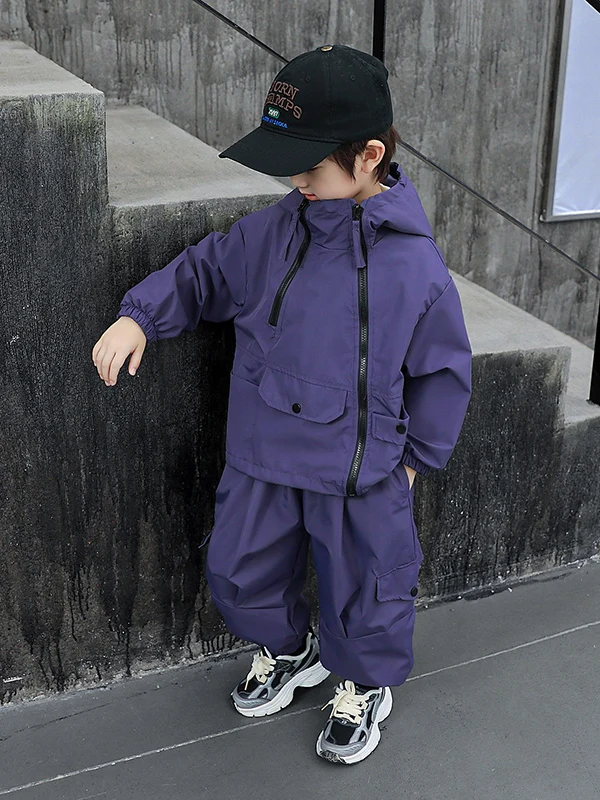 

Весенний модный спортивный костюм для мальчиков: хлопковая куртка с длинными рукавами и брюки, комплект из двух предметов, повседневная молодежная одежда, стильный детский наряд